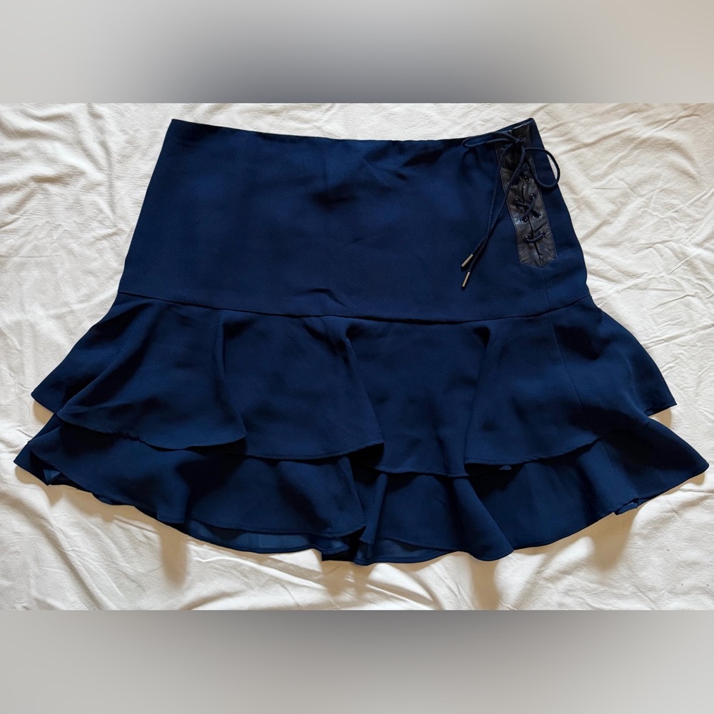 Lauren Ralph Lauren Dark Blue Ruffled Mini Skirt